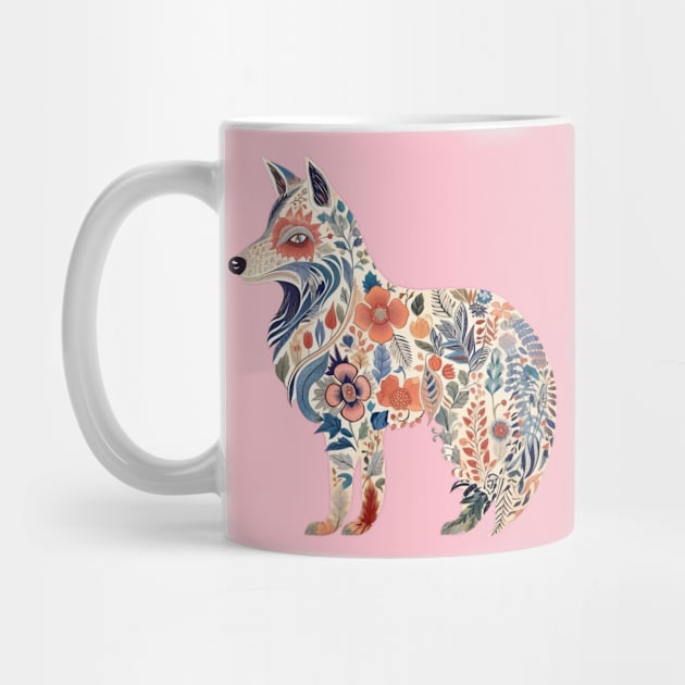 A Cute Flower Fox Scandinavian Art Style by Studio Red Koala